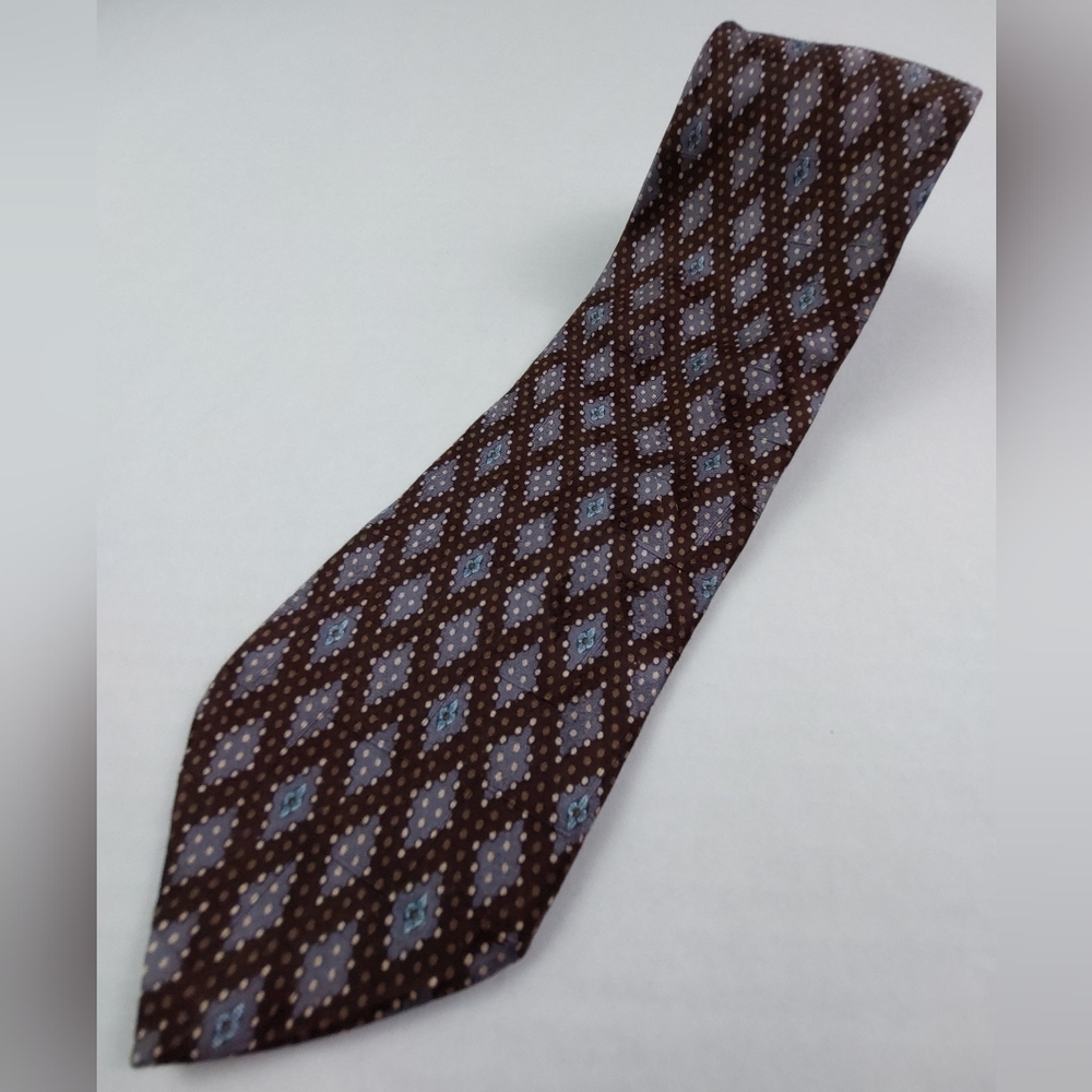Ermenegildo Zegna Neck Tie Mens Size 58"x3.5" Geometric Diamonds 100% Silk